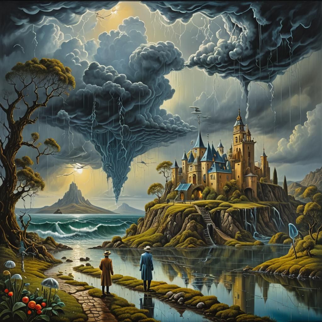 Surreal Stormy Landscape in a Surrealist Style