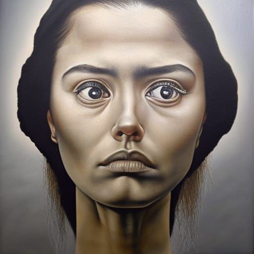 Surreal Hyper-Realism Painting: The Face of Discontent