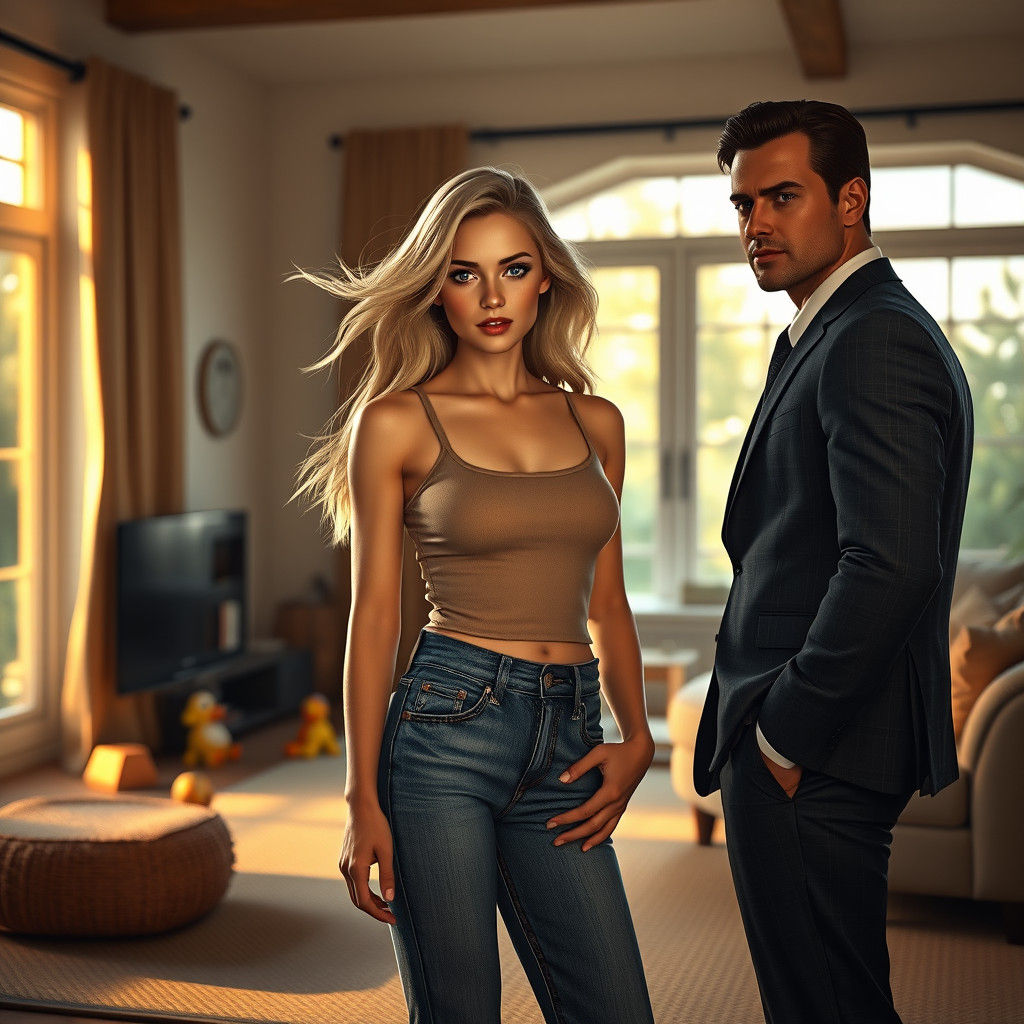 Elegant Couple in Sunlit Room, Fantasy Concept Art