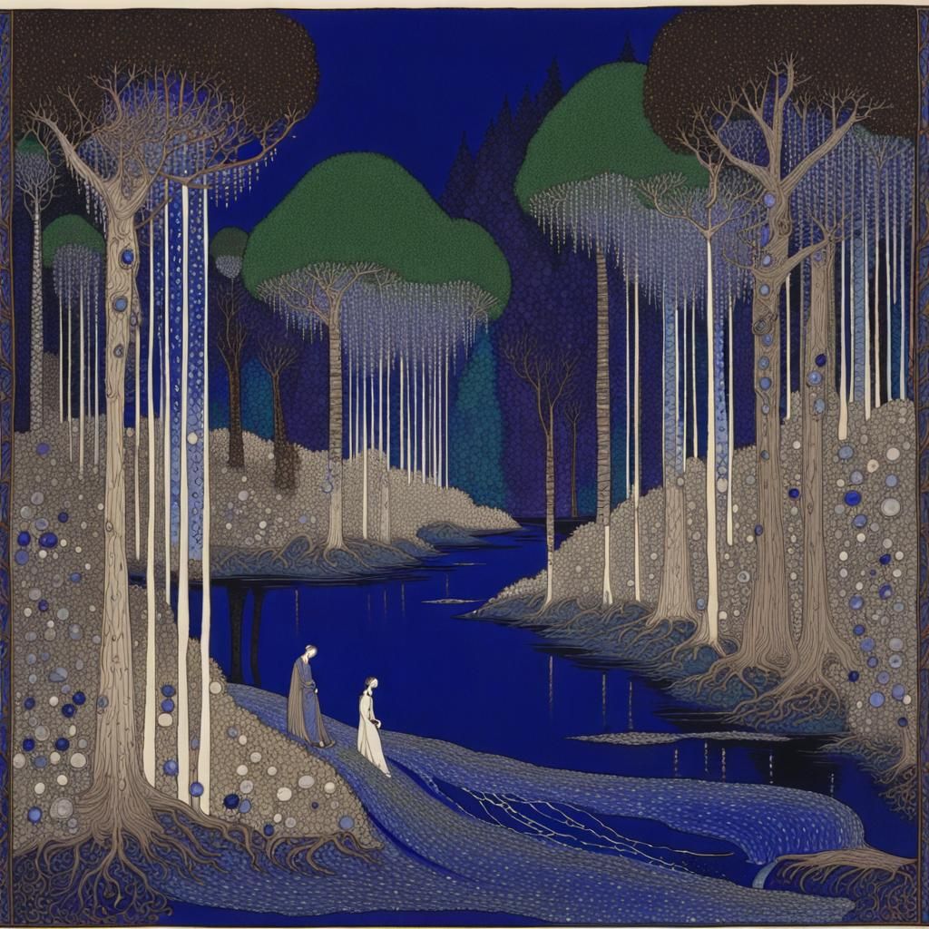 Sapphire River in a Dreamlike Landscape