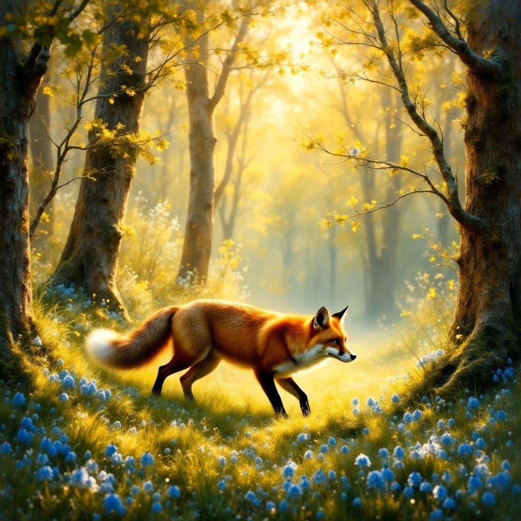 Ethereal Woodland Fox in Rustic Spring