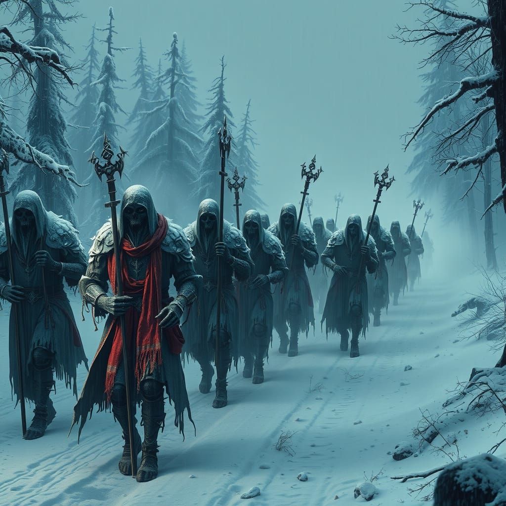 Undead Army Marches Through Frozen Forest