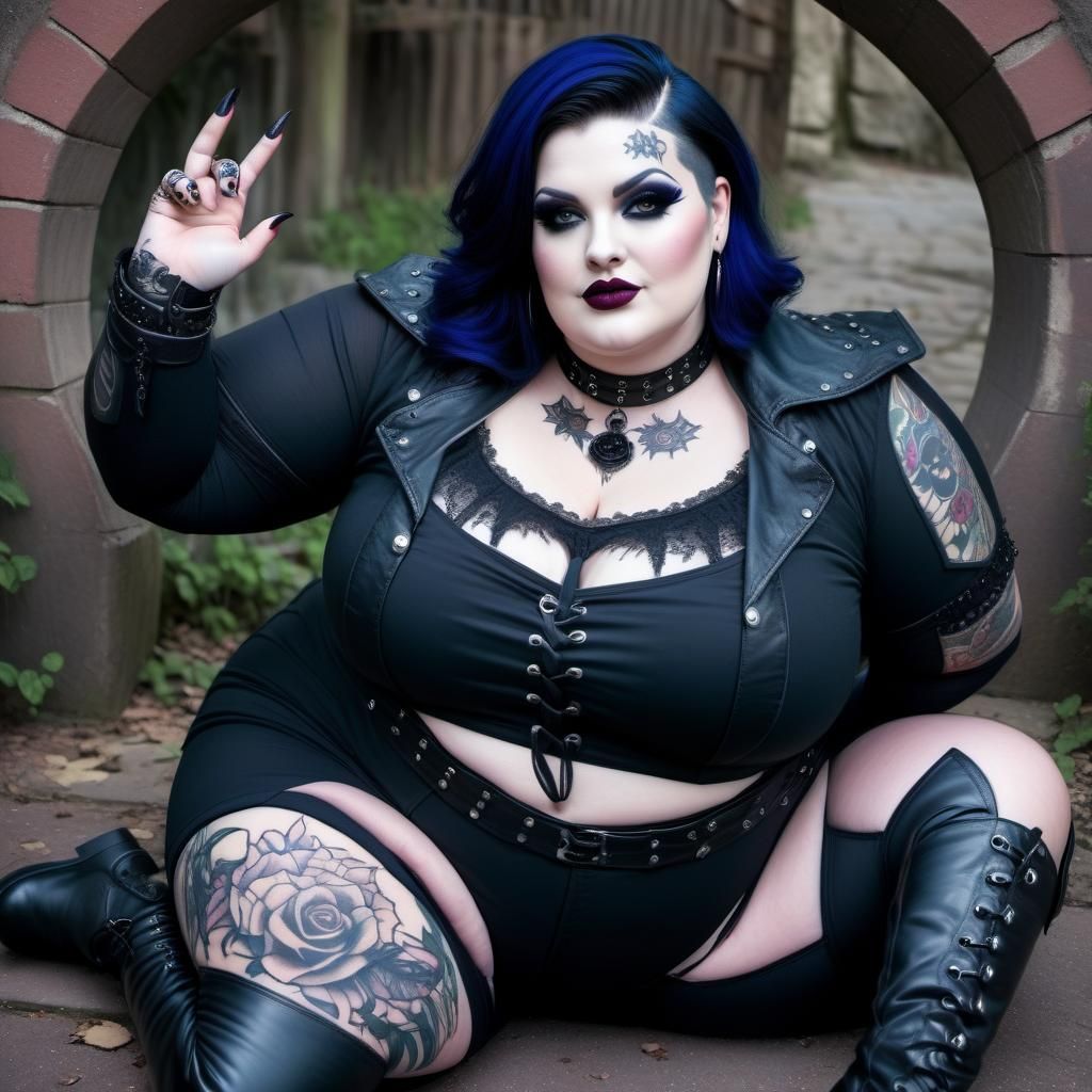 Two Curvy Goth Women in Elaborate Detail