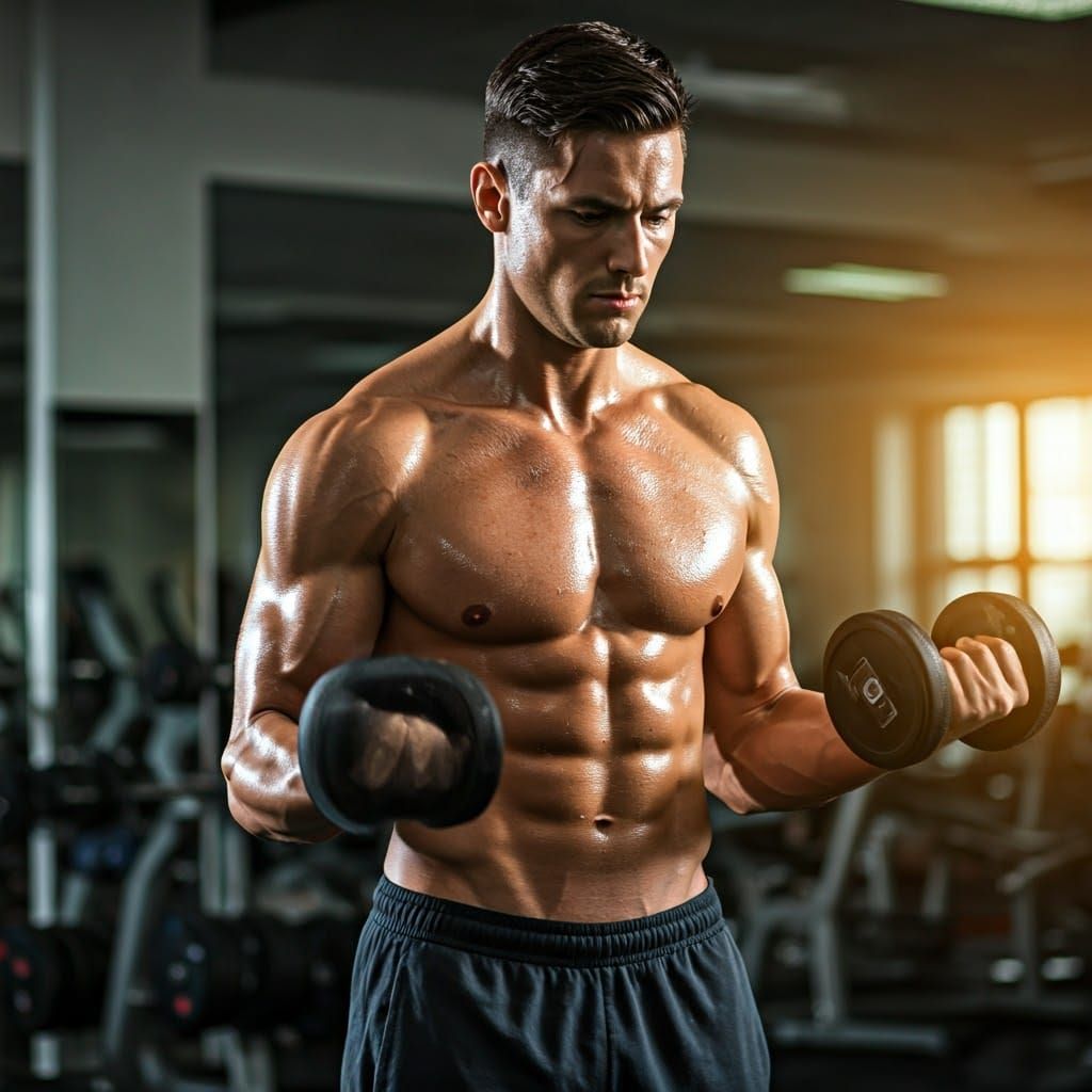 Chiseled Gym Athlete in Warm Light