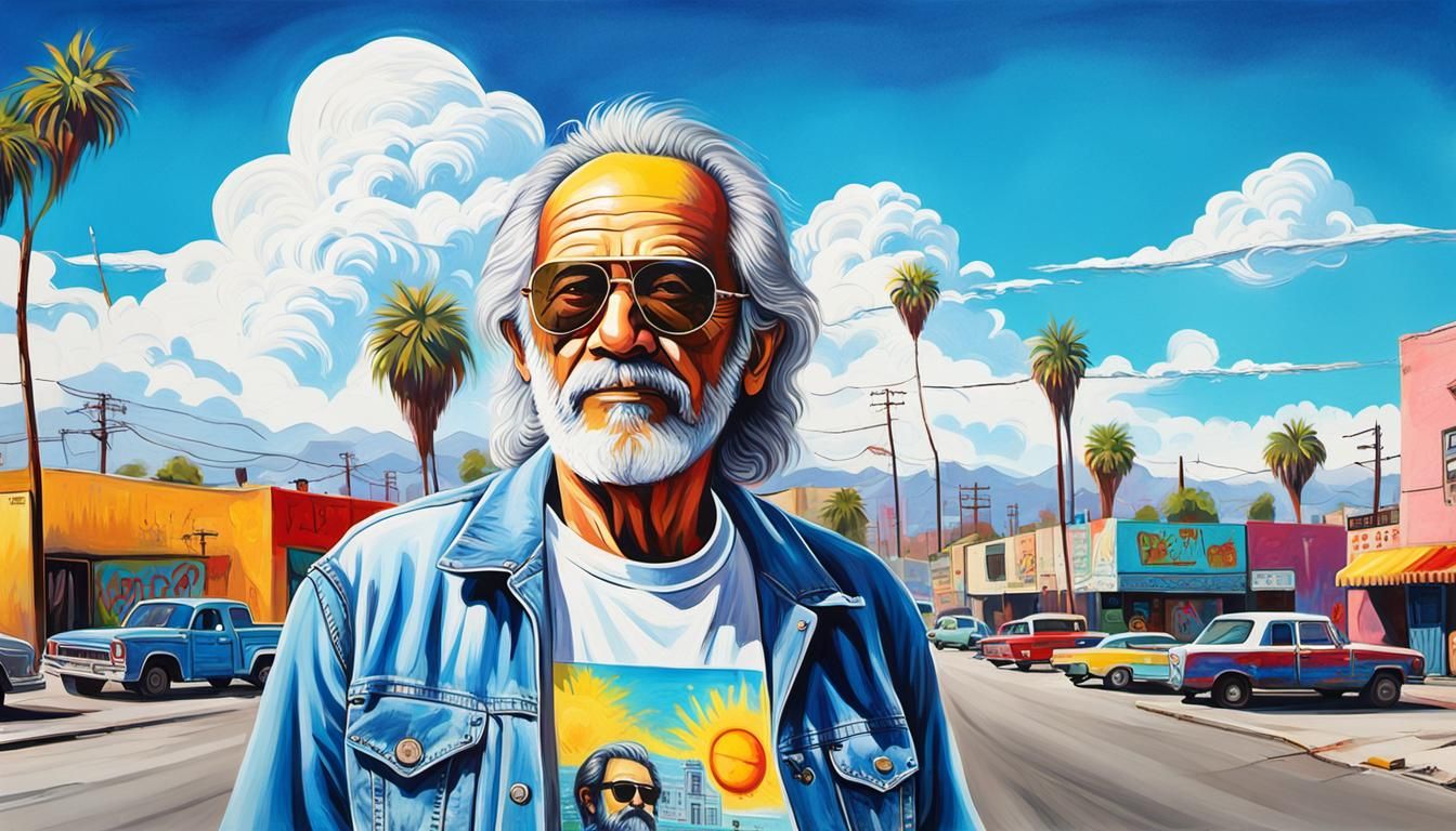 Tommy Chong in Warhol-Style Oil Painting