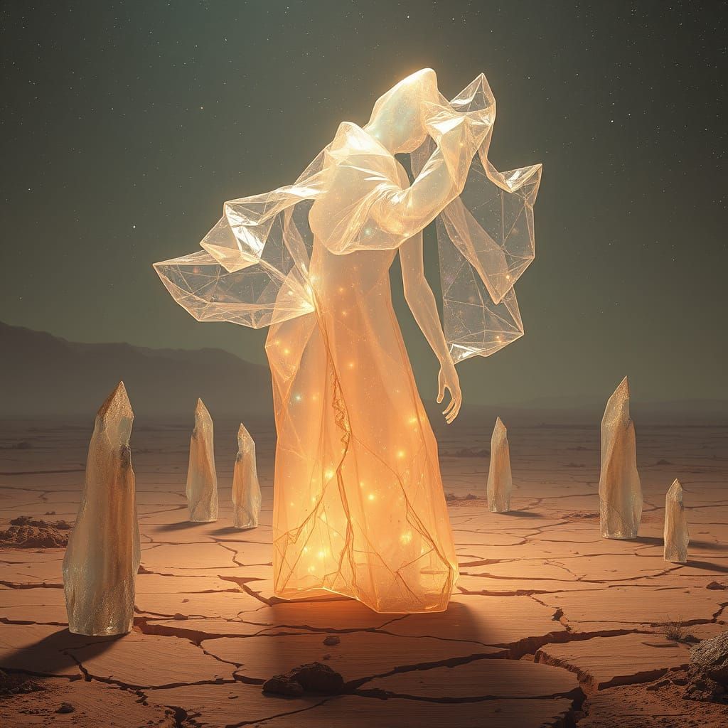 Ethereal Stardust Being in Cosmic Expanse