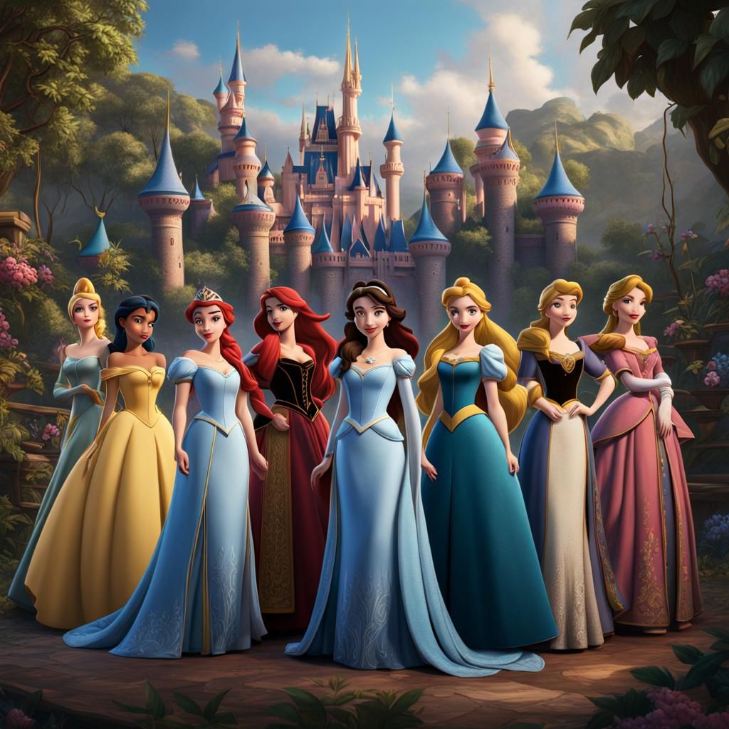 Disney Princesses Together in Detailed Fantasy Art