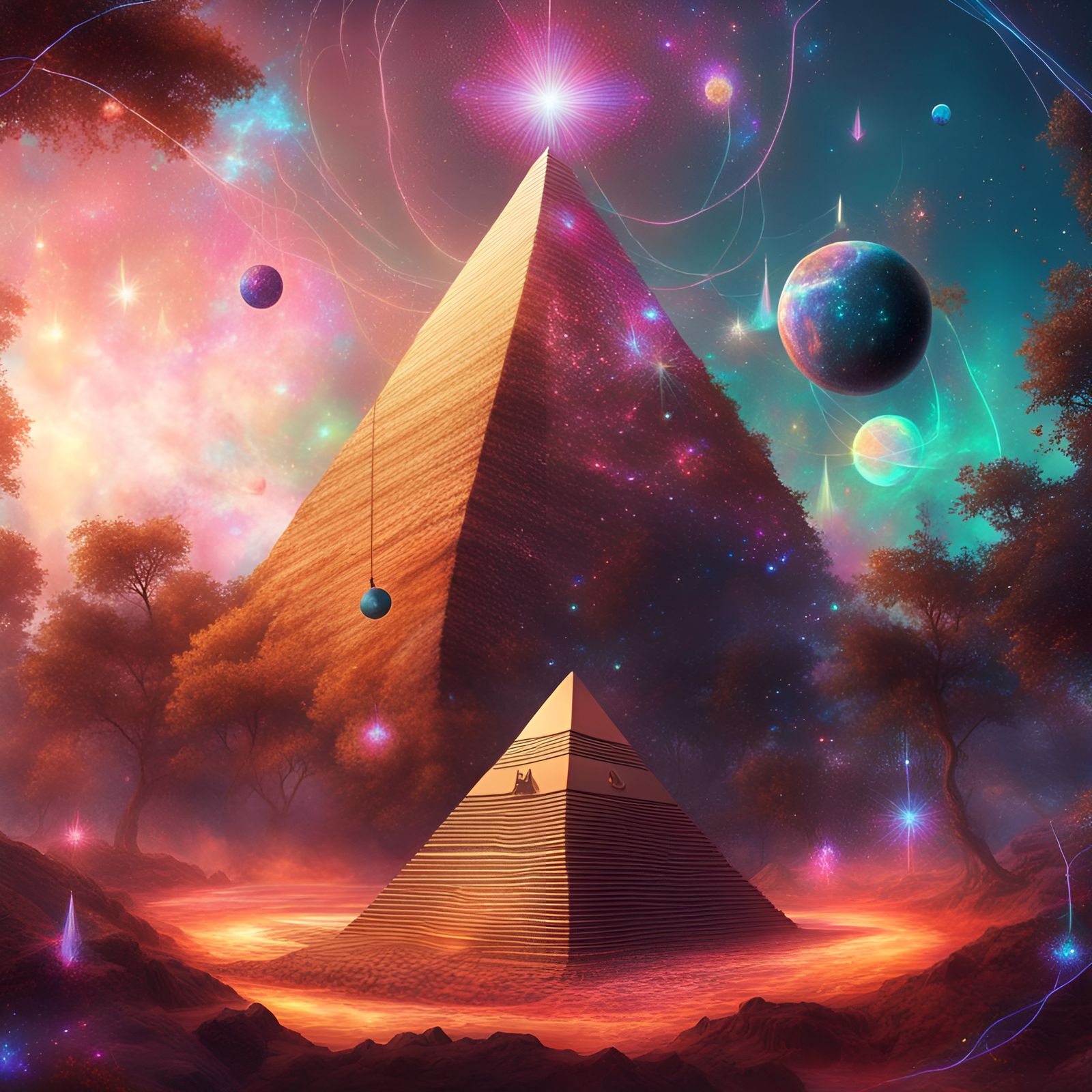 Cosmic Pyramid Swing by Pablo Amaringo