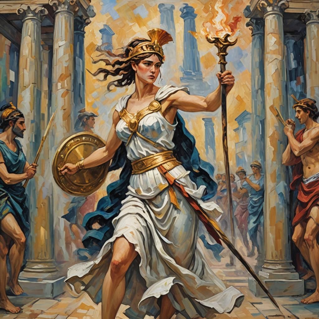 Athena in Expressionist Neo-Impressionism Arena