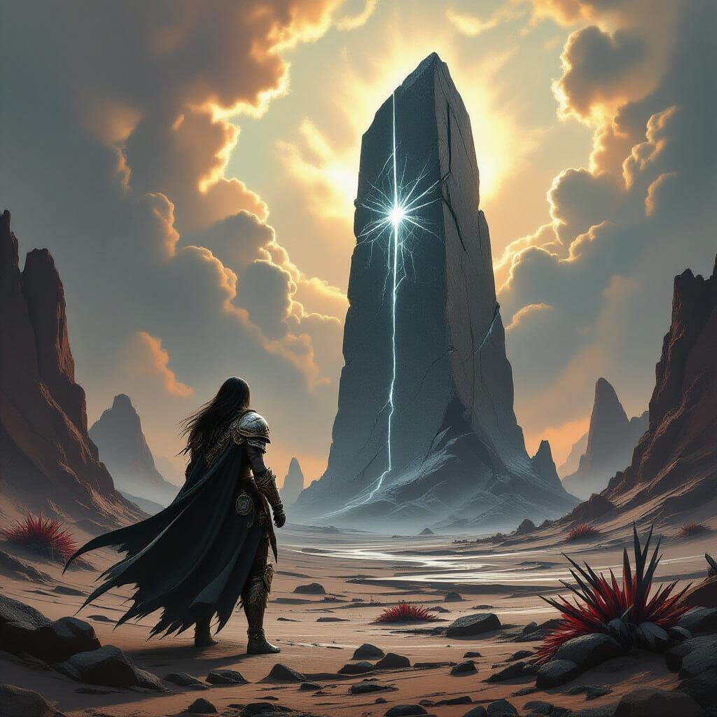 Valkyrie on Alien Planet with Monolith