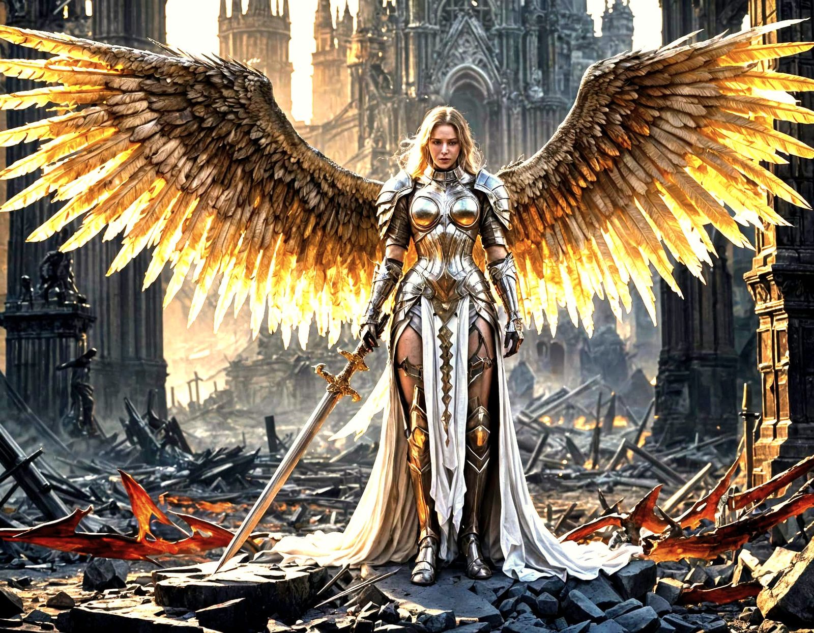 Angel's Last Stand Against a Demon Horde