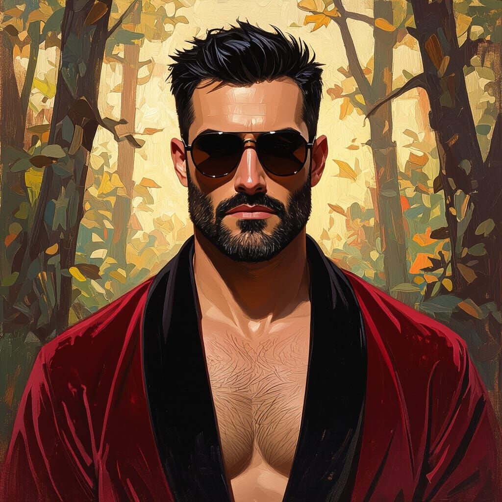 Impressionist Portrait of Man in Velvet Robe