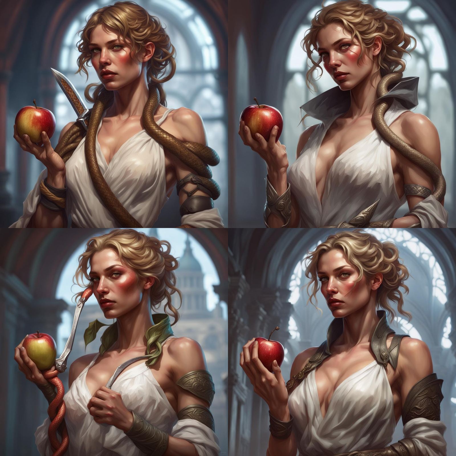 Eve Battles Snake: Hyperdetailed Concept Art