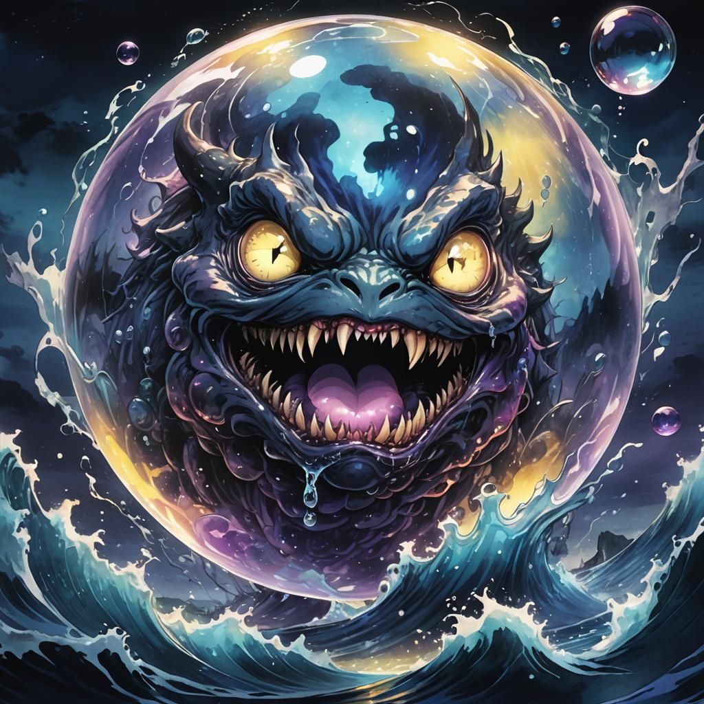 Dark Monster Swallowing World in Anime Style