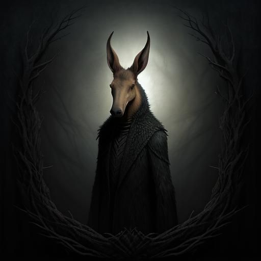 Anthropomorphic Aardvark in Shadowy Storybook Style