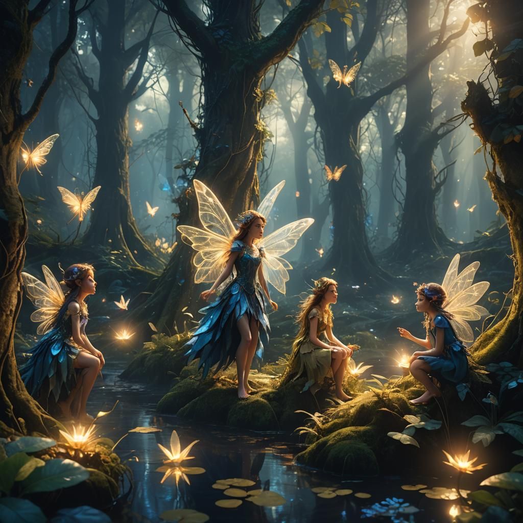 Mystical Forest Fairies in Fantasy Art Style