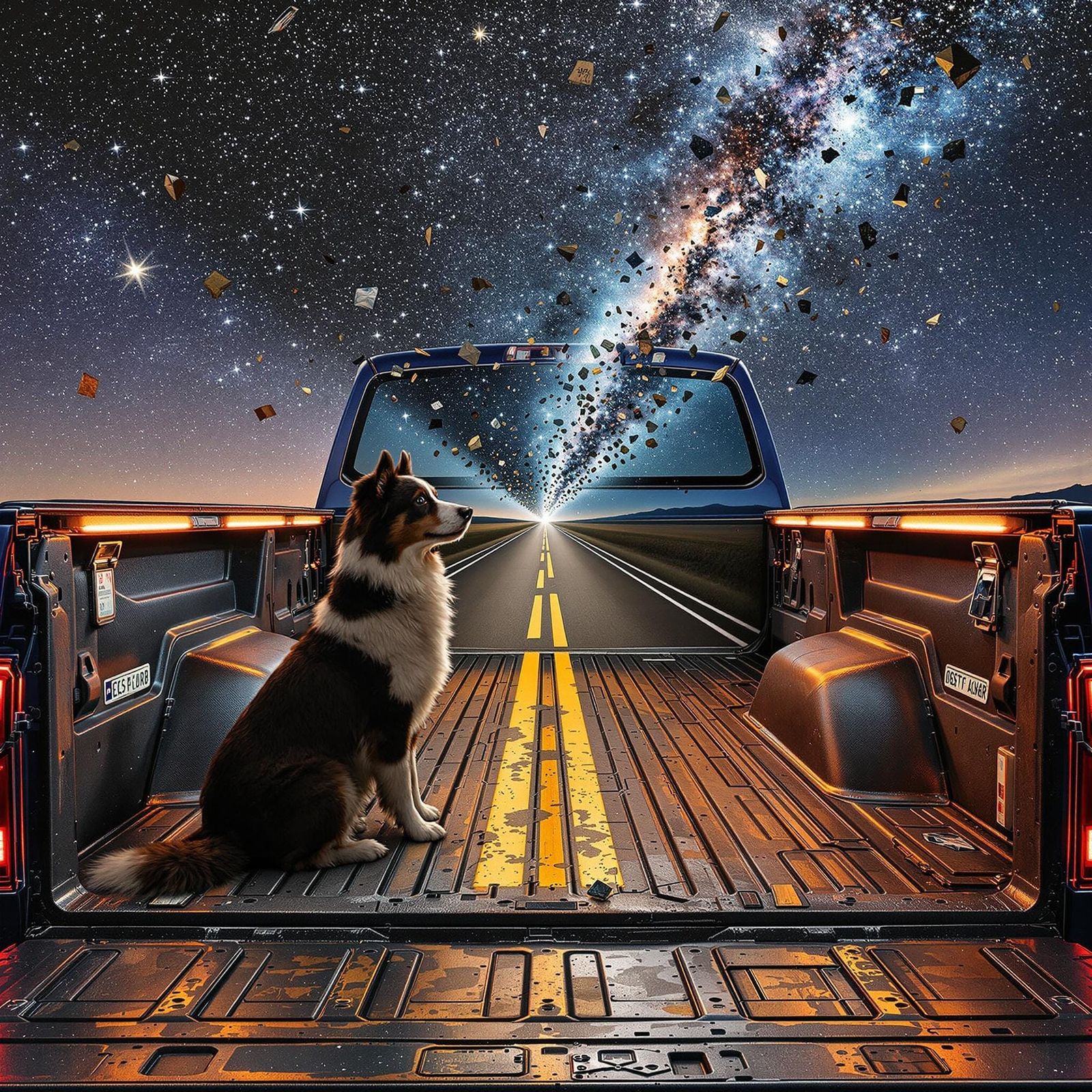 Truck Bed Portal with Border Collie