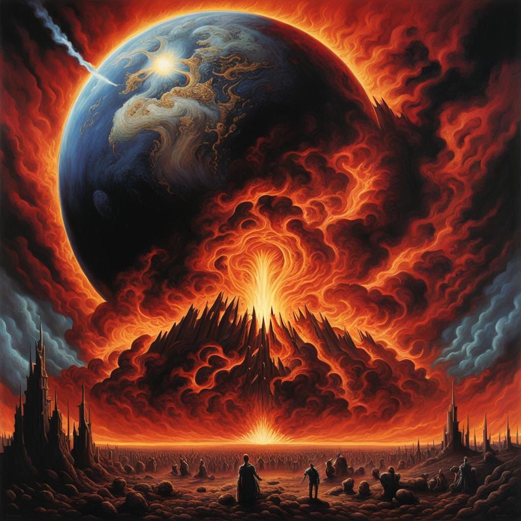 Apocalyptic Album Cover Art: Earth in Flames