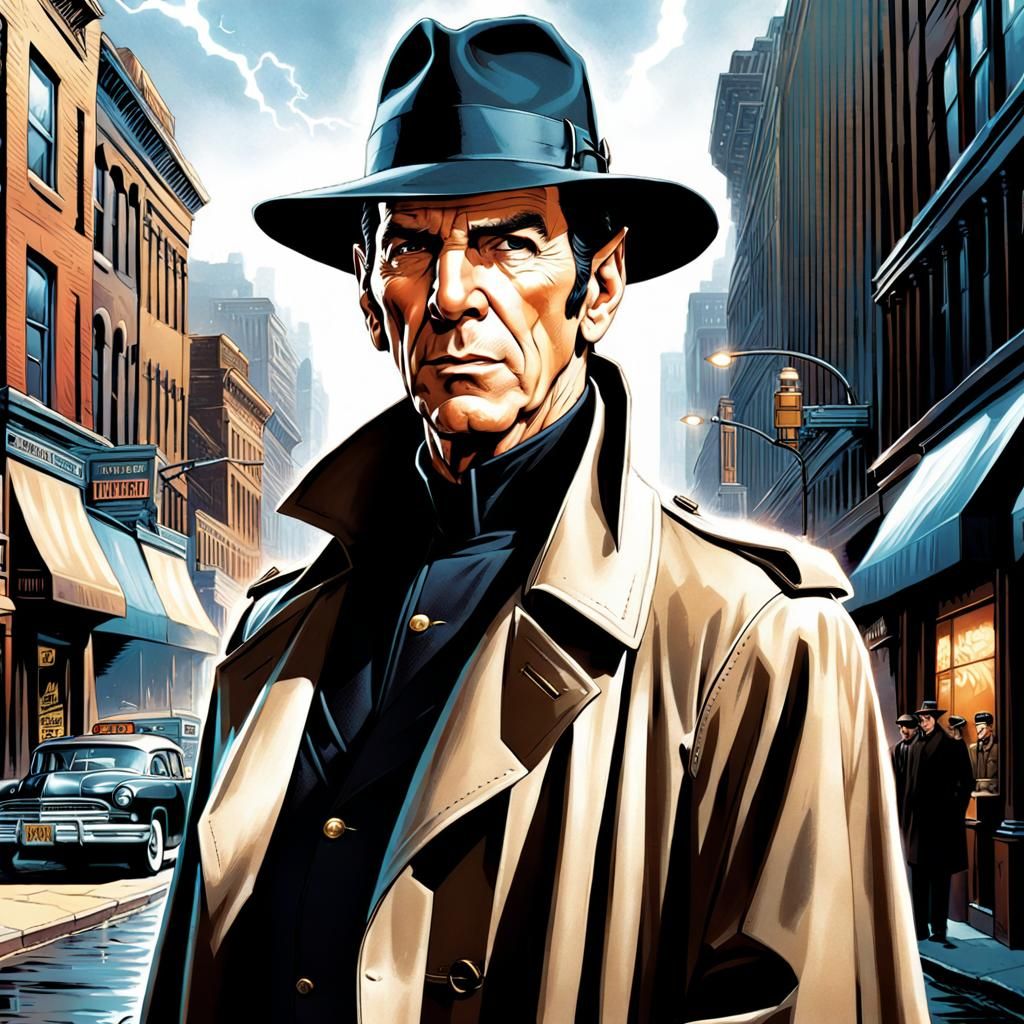 Young Vulcan Detective in Comic Book Style