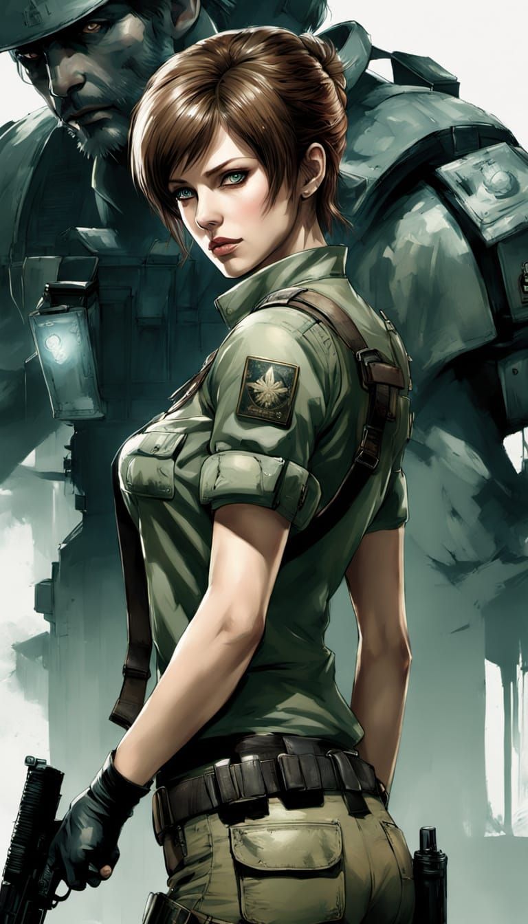 Tactical Survival Horror Girl in Apocalyptic Mansion
