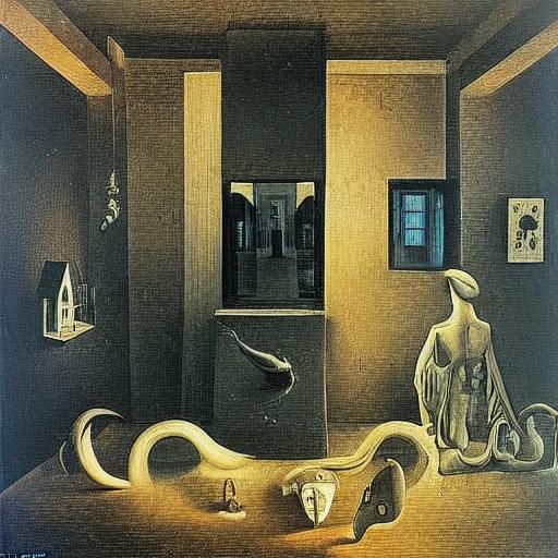 Surreal Moonlit Station Inspired by Salvador Dali