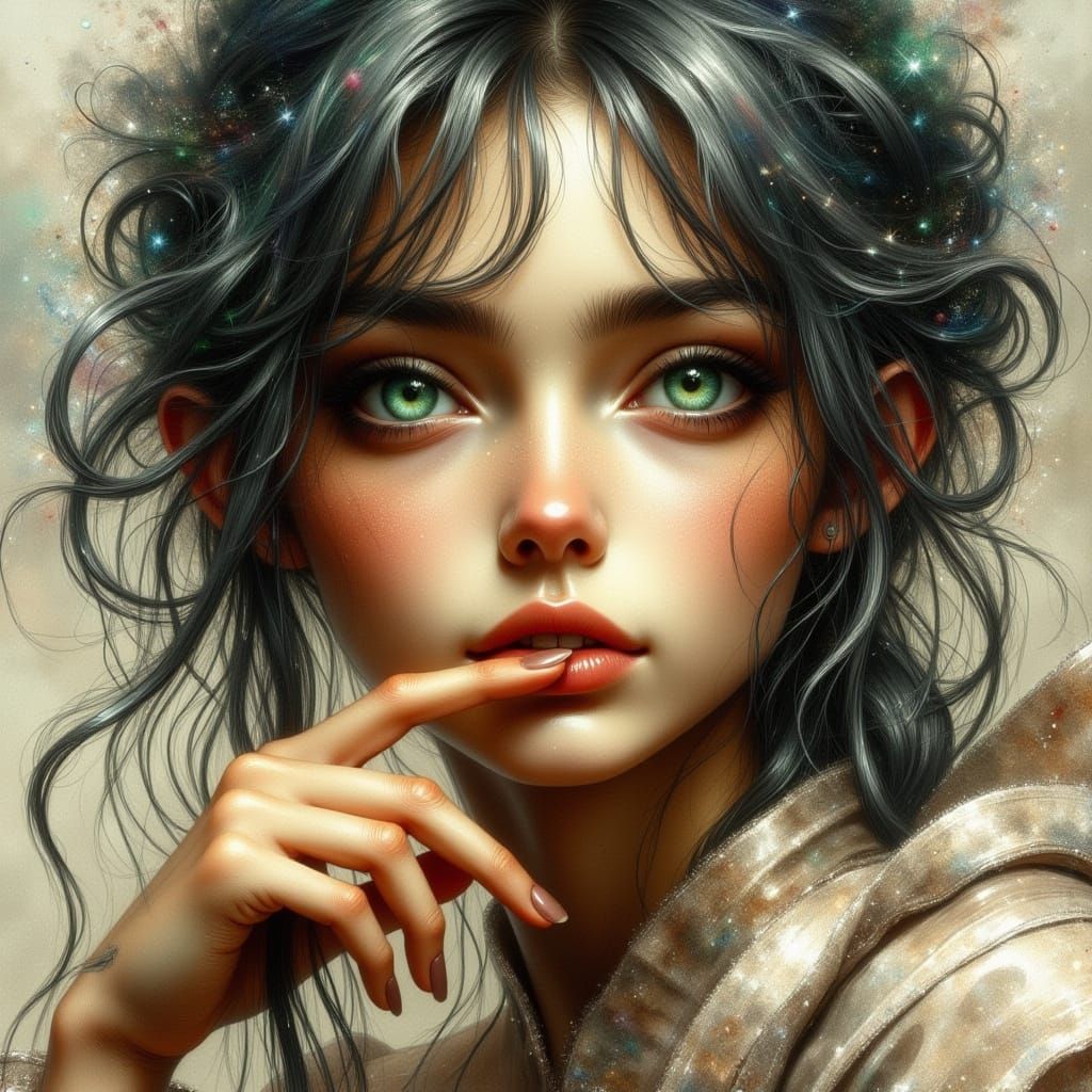 Dreamy Enchantment: Whimsical Fairy Portrait in Watercolor a...