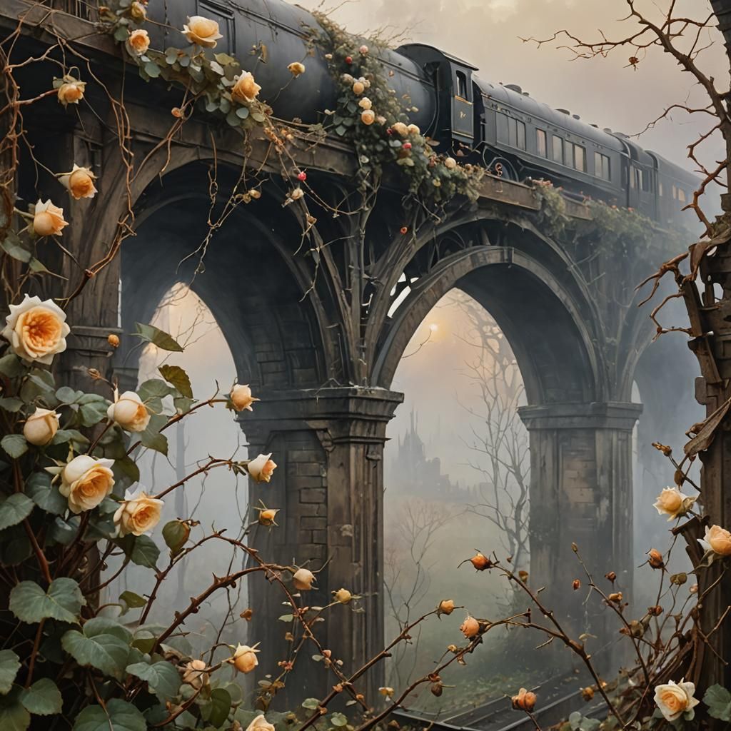 Roses on abandoned viaduct