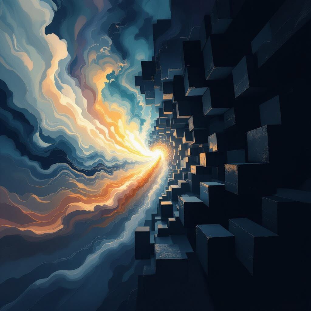 Abstract Light vs Shadow in Painterly Style