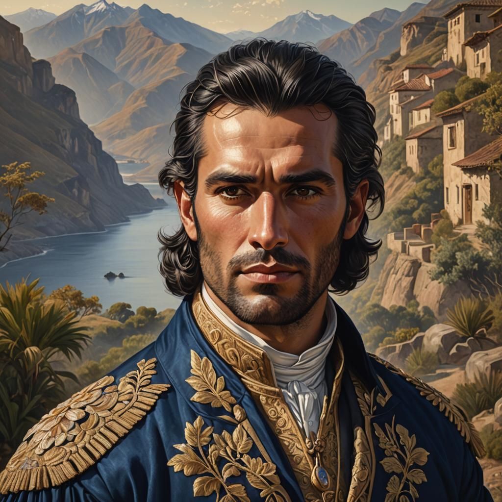 Chilean Man in Colonial Attire, Digital Art