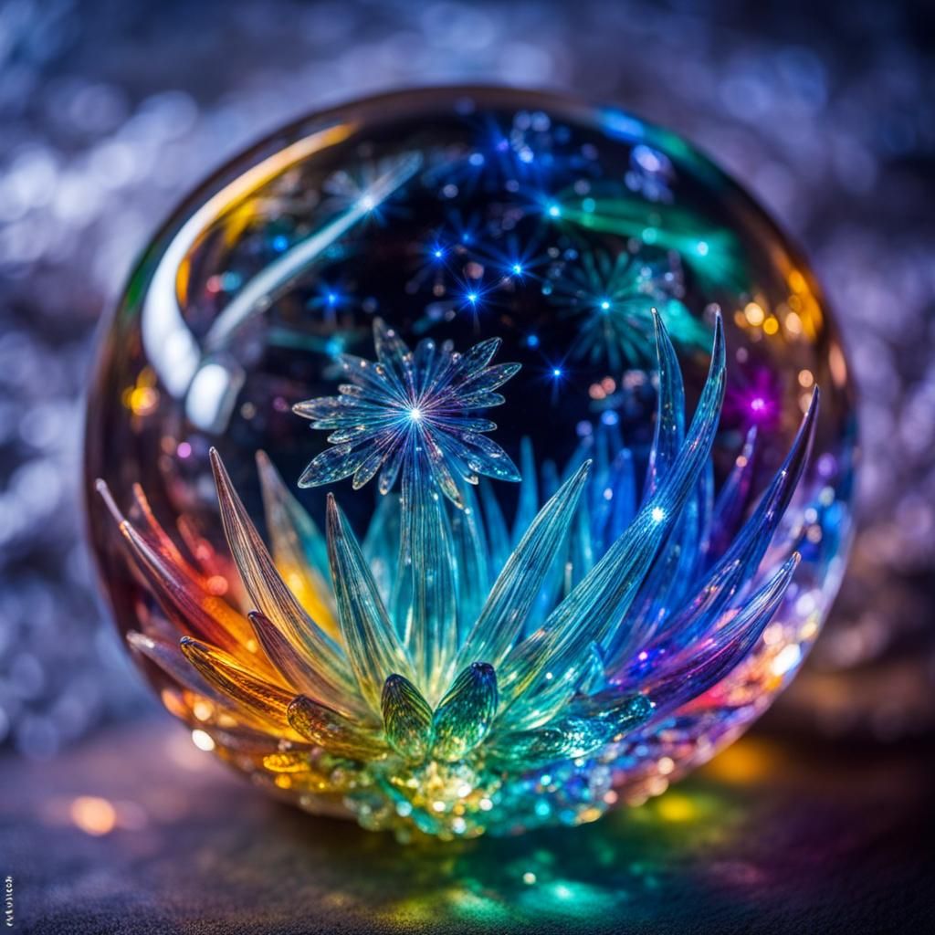 Glowing Multicolored Crystal Galaxy