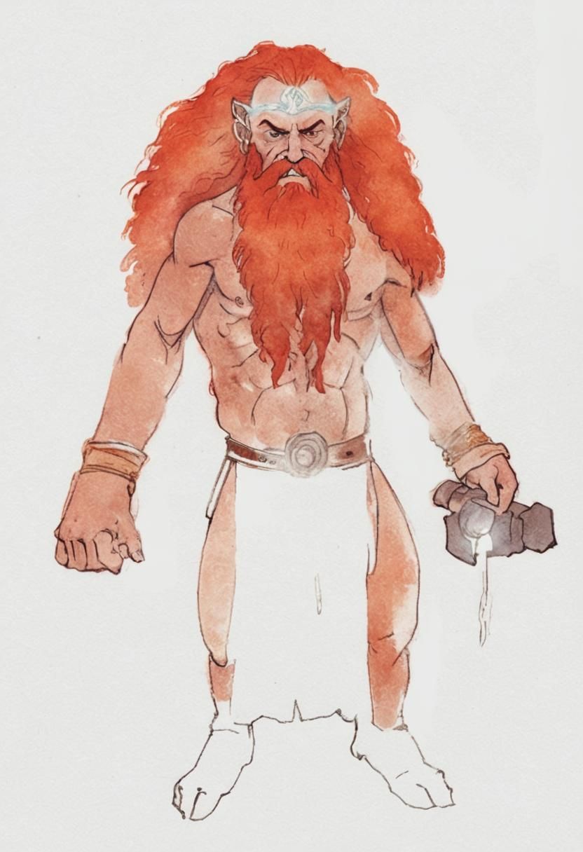 Norse Dwarf Forging Sword in Underground Cavern