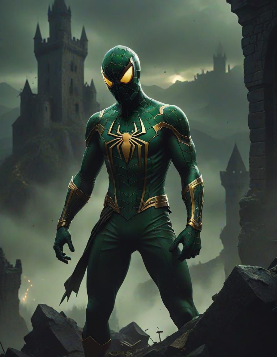 Grimdark Spider-Man in Gothic Ruins