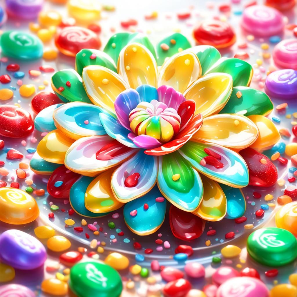 Candy Flower: A Colorful Digital Renaissance Art