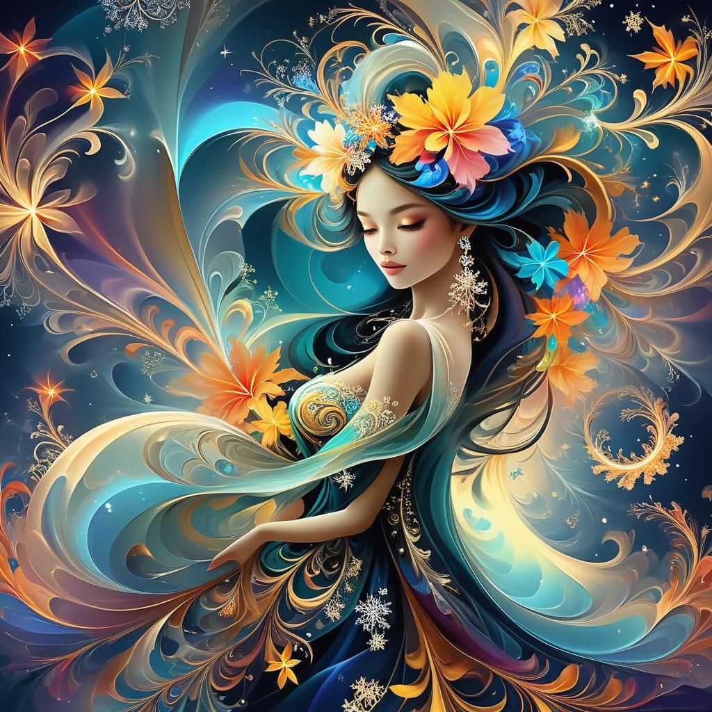 Exotic Fractal Elegance with Swirling Luminescent Details