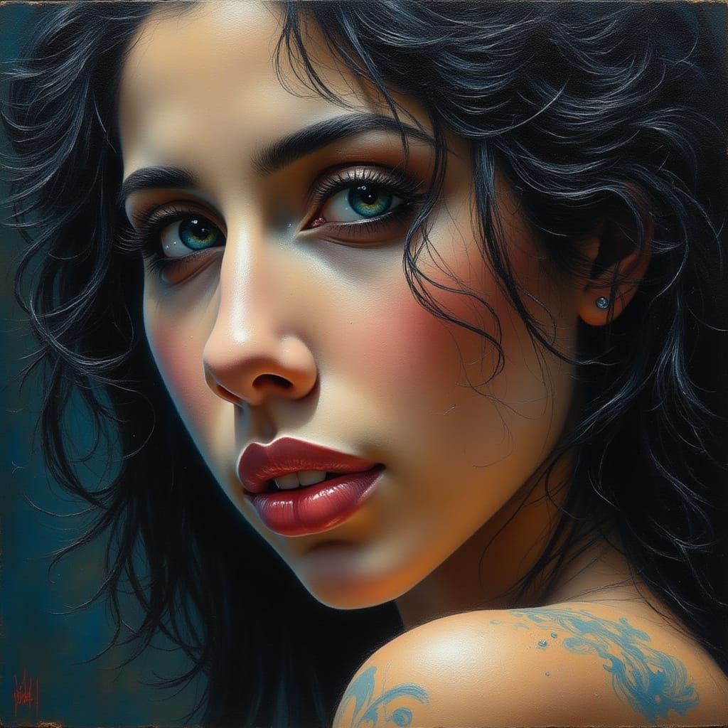 Sad Latina Warrior With Blue Eyes Crying