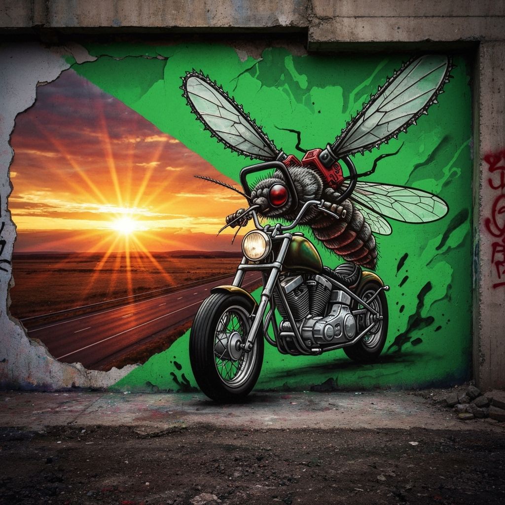 Mosquito Chainsaw Rider on Chopper at Sunset