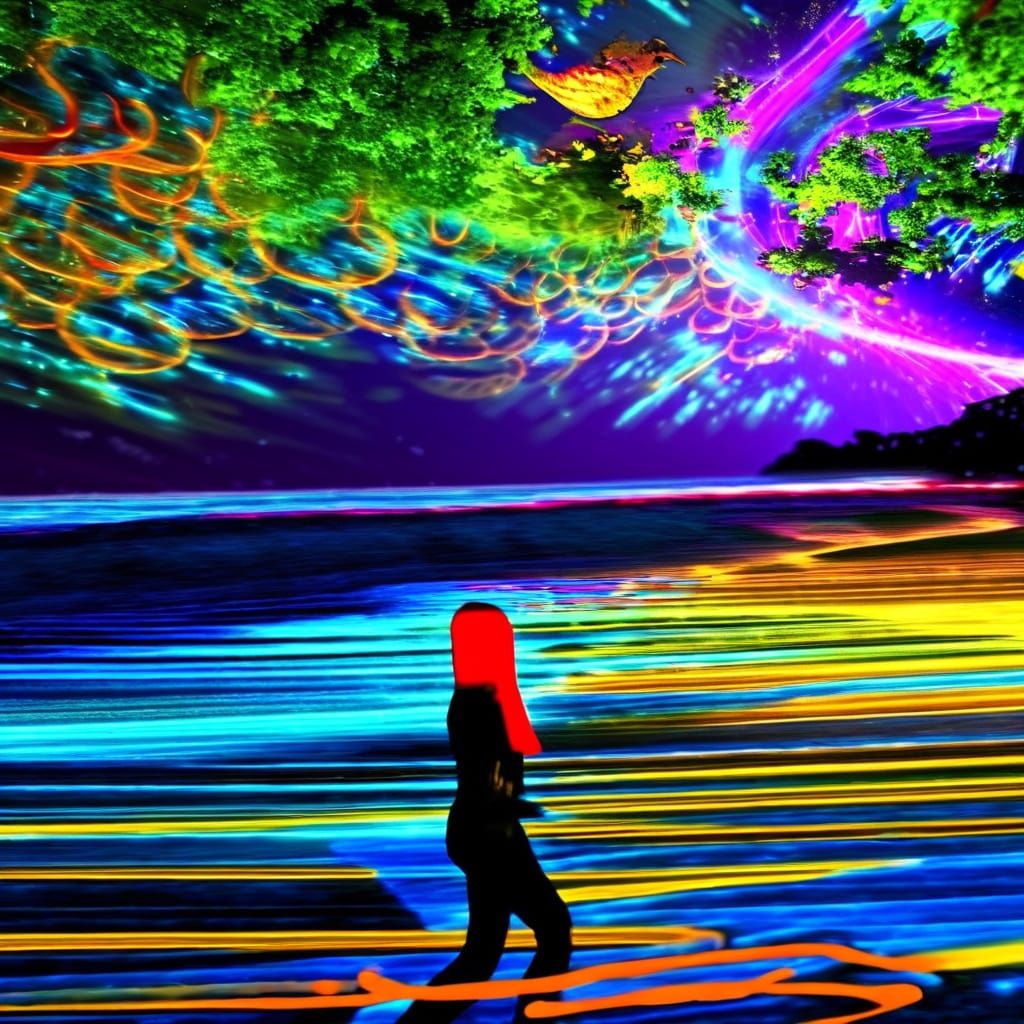 Mystical Creature Runs Through Enchanted Forest