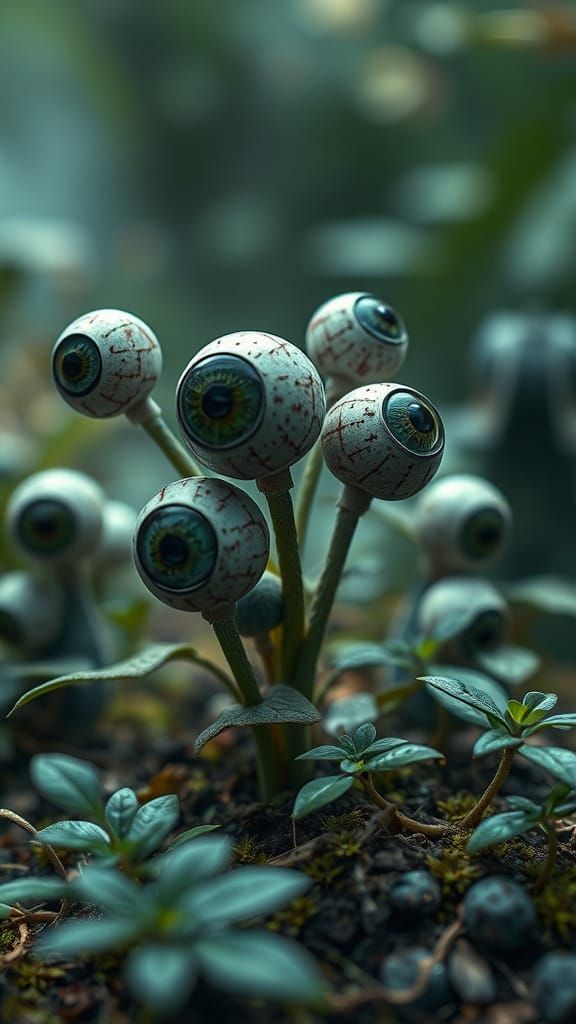 Fantasy Eyeball Plant in Matte Painting Style