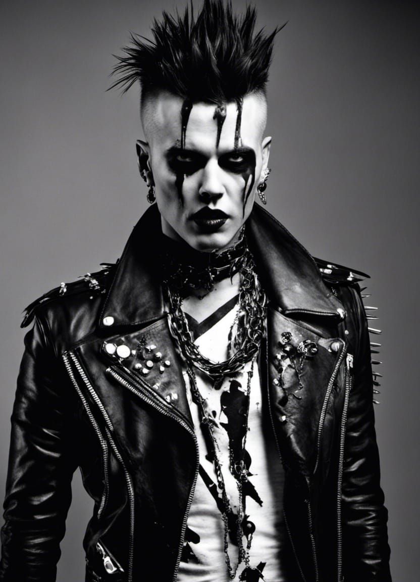 Gory Punk Rock Dude in High Contrast Photo