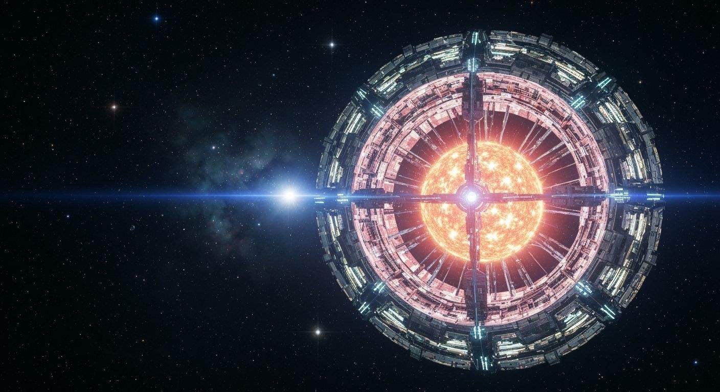 Technological Dyson Sphere Around a Sun in Space