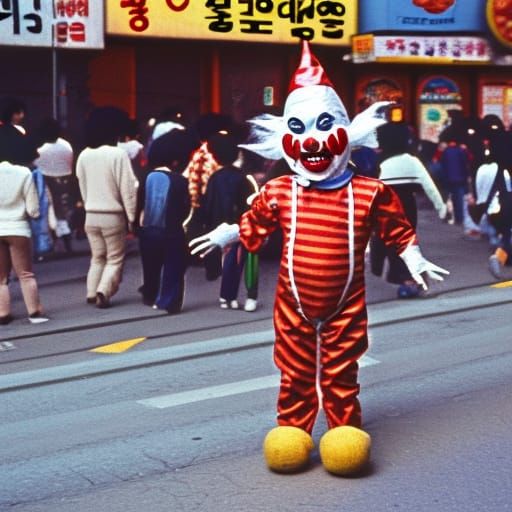 Clown in 1980s Seoul Street Scene