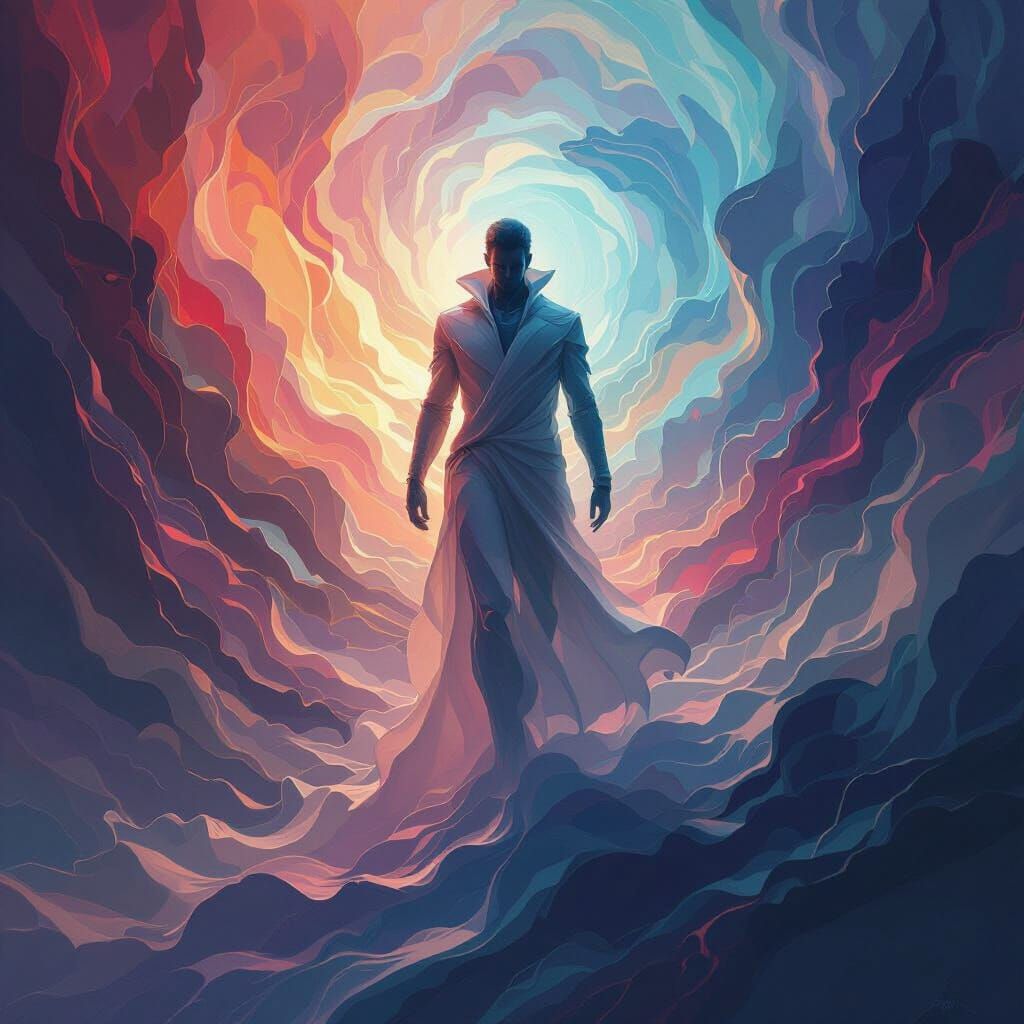 Abstract Progression Figure in Ethereal Colors