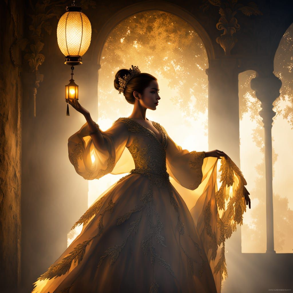 Chang'e's Ethereal Glow: A Baroque-Inspired Digital Artwork