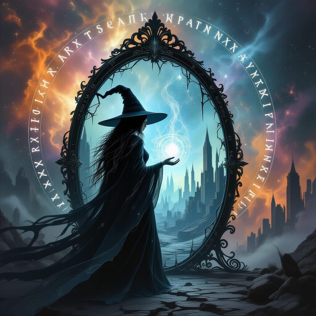 Spectral Witch Conjures Lost Cities in Obsidian Mirror