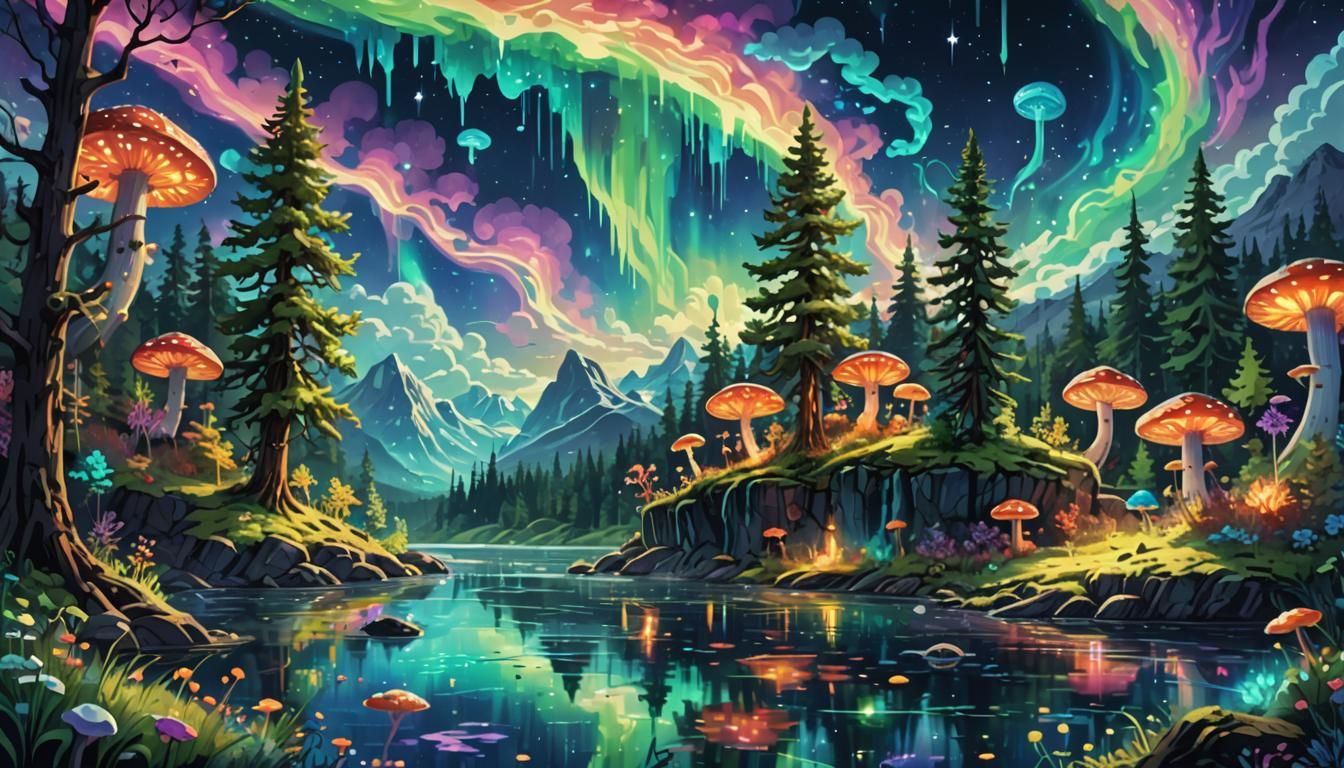 Enchanted Forest Pixel Art with Magical Creatures