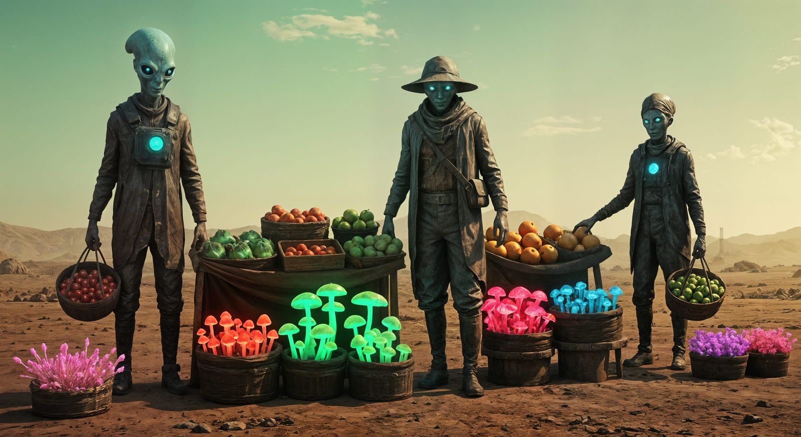 Extraterrestrial Farmers Market in Fallout Style
