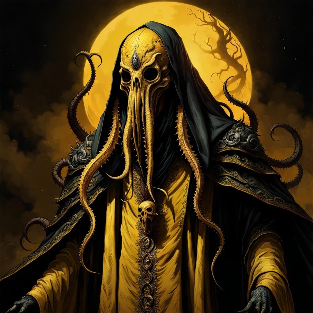 Nightmarish Figure Removes Mask in Ornate Robes