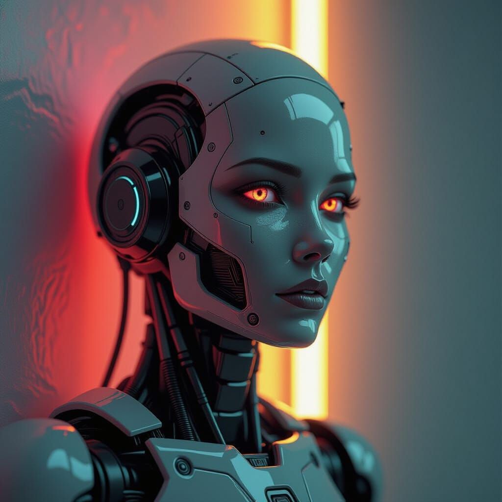 Unsettling Android in Uncanny Valley Splash Art