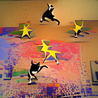 Cat Dancing Star Jumps: Pop Art Explosion