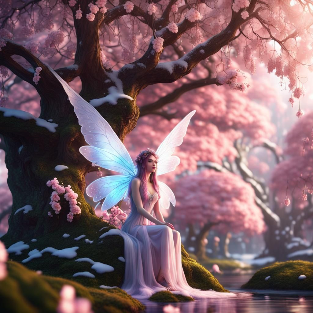 Ethereal Fairy in Snowy Blossom Village